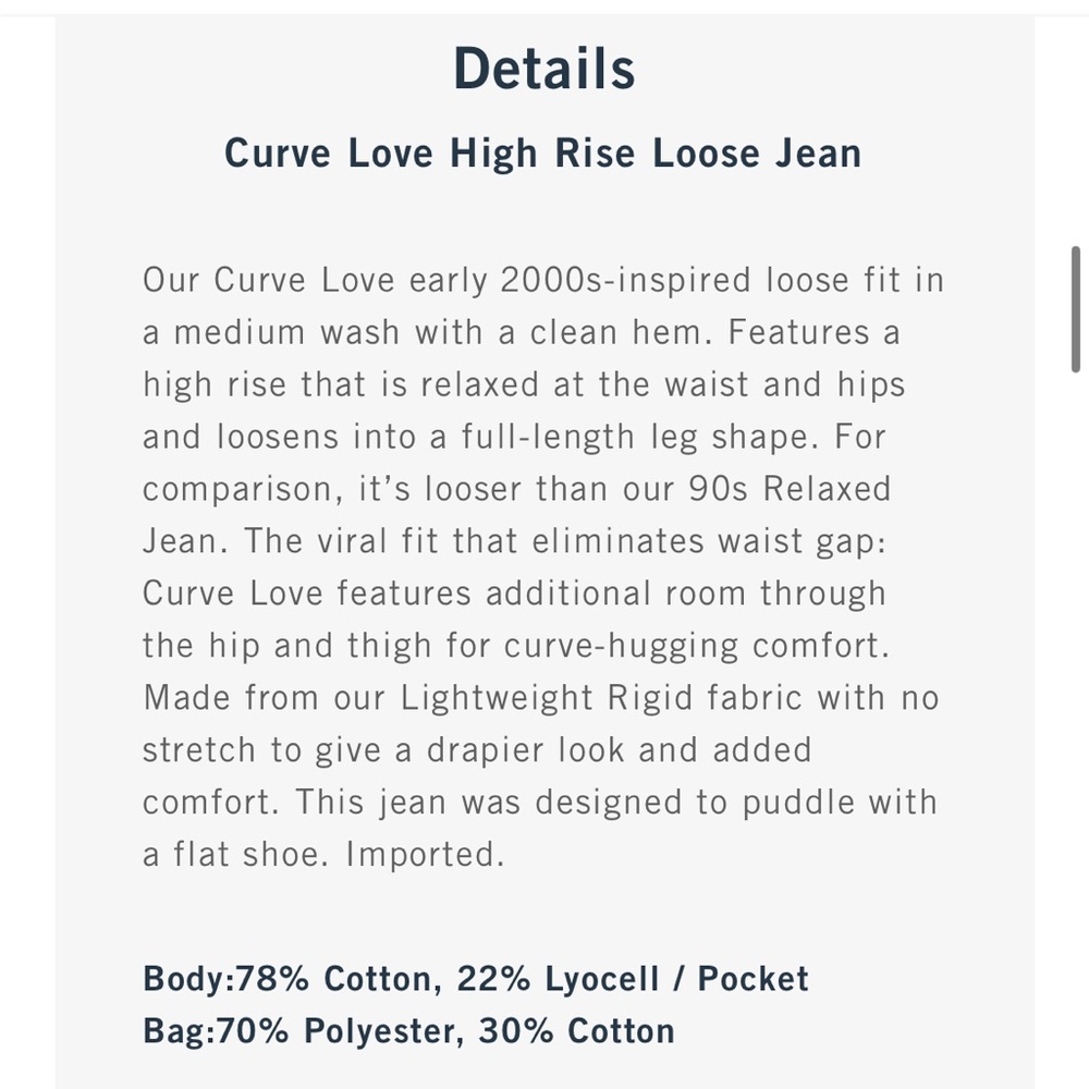 Abercrombie & Fitch Curve Love High Rise Loose Jean Size 14/32 - Picture 5 of 15